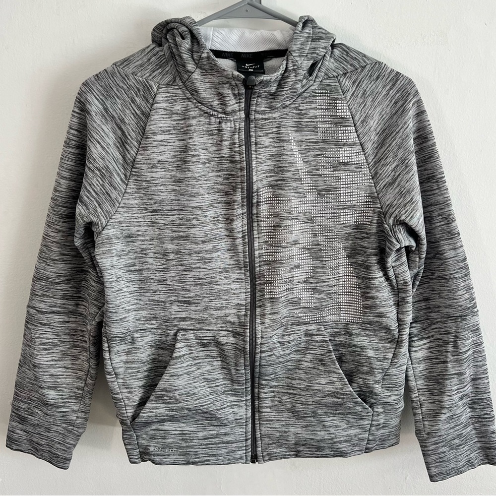Nike DRI-FIT BOYS Gray Zip-Up hoodie size large